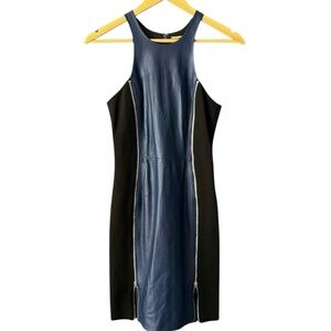 Rebecca Minkoff Lou Dress in Paris Blue‎ Lambskin Leather. Size